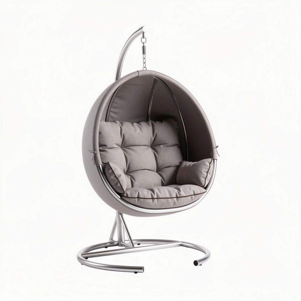 Hanging Circle Lounge Chair – Indoor and Outdoor Use – Metal Frame and Fabric Cushion – 90 x 90 x 110cm