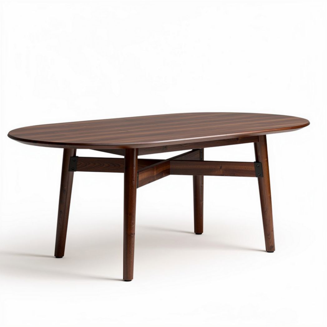 Oval Wooden Dining Table for Casual Dining – Solid Wood – 200 x 100 x 75cm