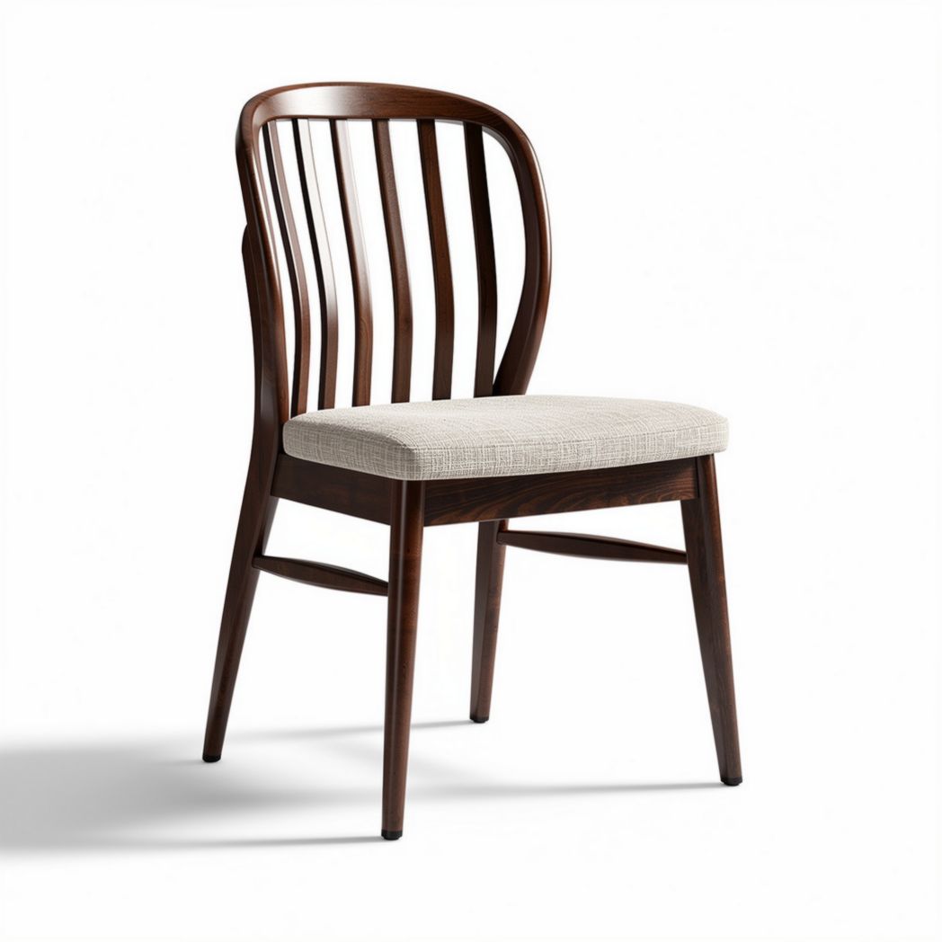Wood Dining Chair for Home Use - Upholstered Seat with Fabric - 44 x 45 x 88cm