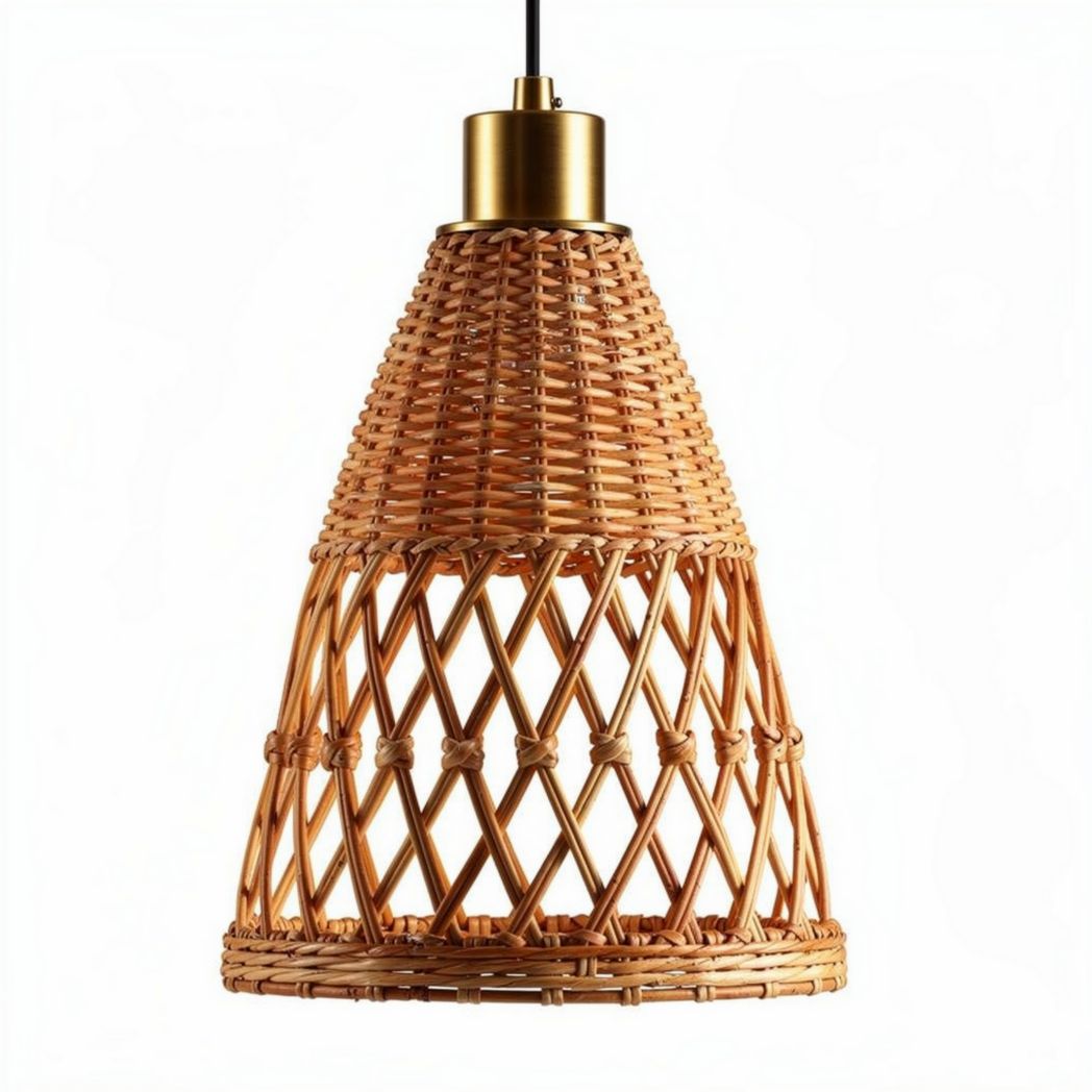 Woven Rattan Pendant Light Fixture – Ideal for Home or Office Use, Made of Rattan, Dimensions 30 x 30 x 45cm