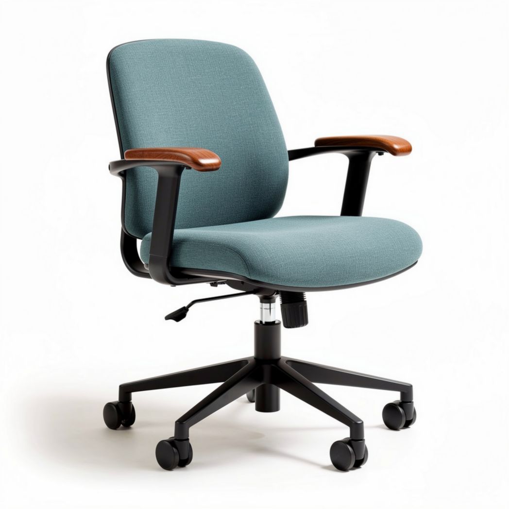 Office Task Chair with Adjustable Height and Armrests – Fabric and Metal Construction – 60 x 60 x 95cm