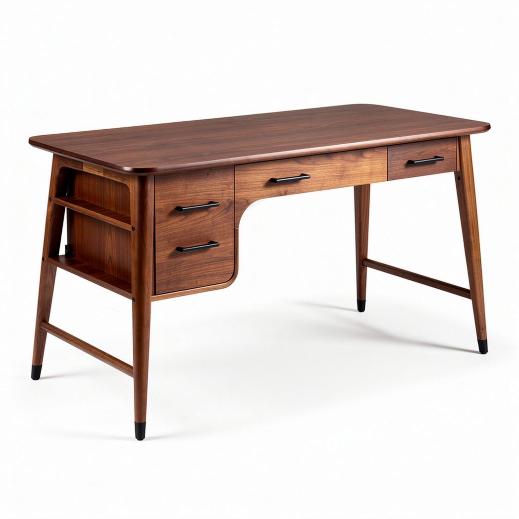 Wooden Writing Desk with Drawer and Shelf for Home Office Use - 120 x 60 x 75cm