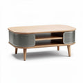 Wooden Coffee Table with Open Storage Shelf – Ideal for Living Room Use – Made from Natural Wood and Metal – 120 x 60 x 40cm