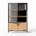 Metal and Wood Display Cabinet with Glass Doors – 80 x 40 x 150cm